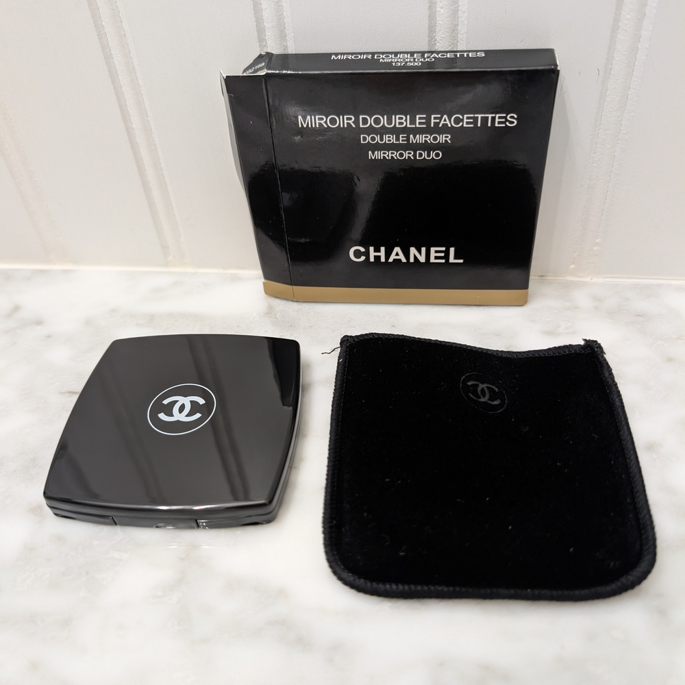 Chanel Black Double Compact Mirror